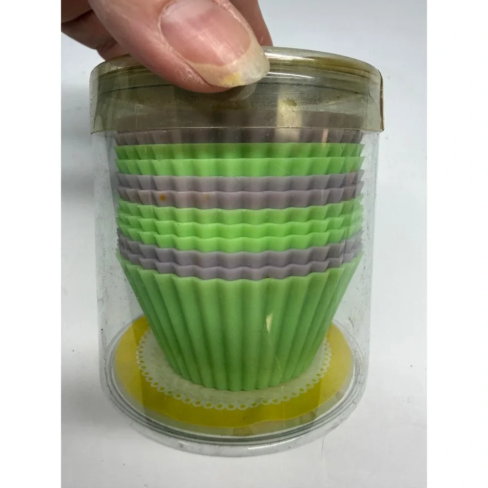Martha Stewart Collection 12 Piece Silicone Baking Cups Green Purple Set